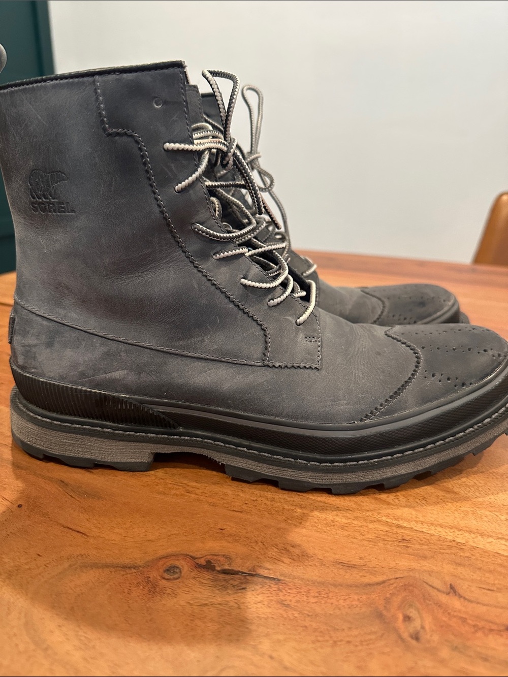 Sorel Men's Gray Lace-Up Leather Ankle Boots